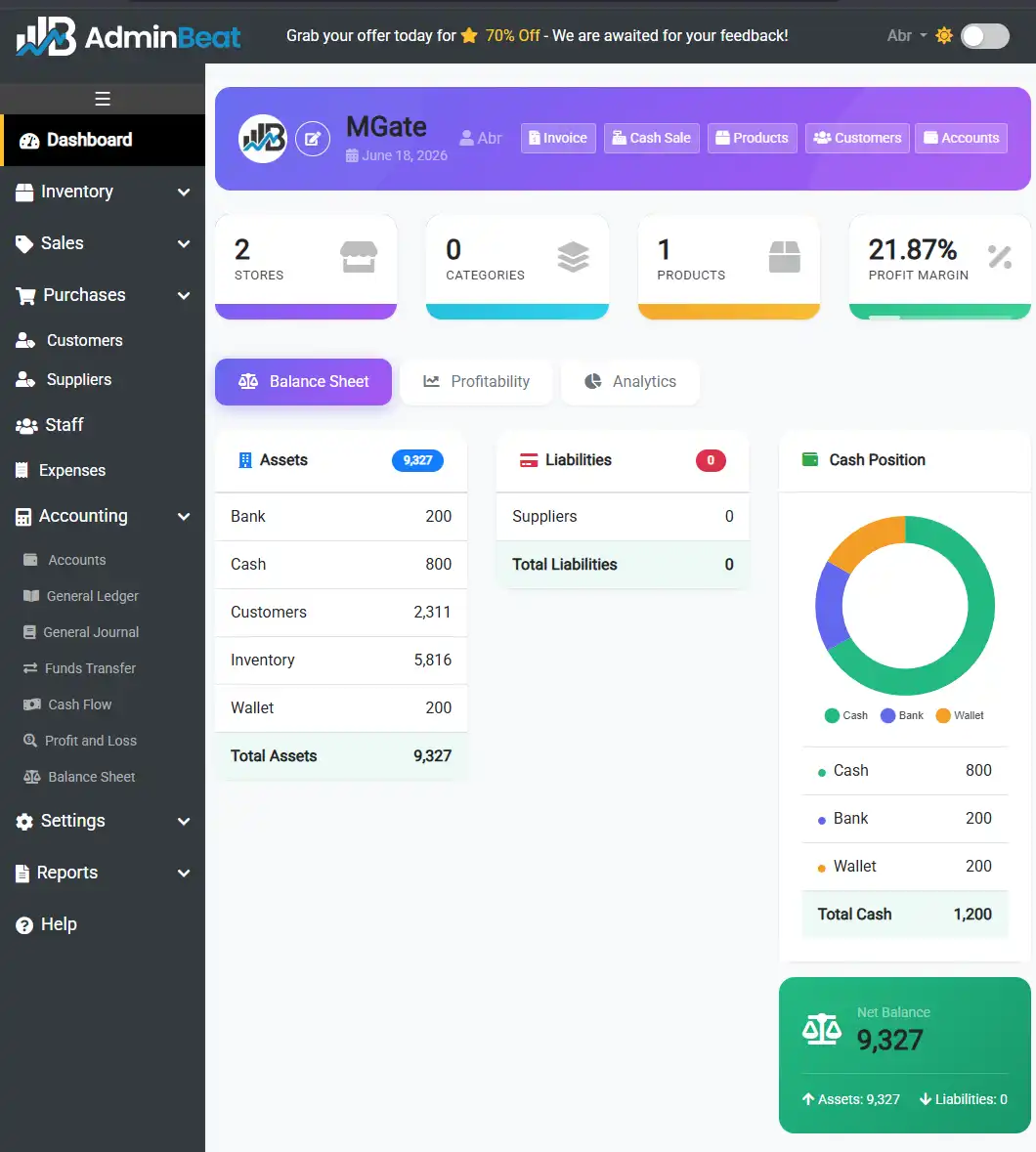 AdminBeat client project dashboard