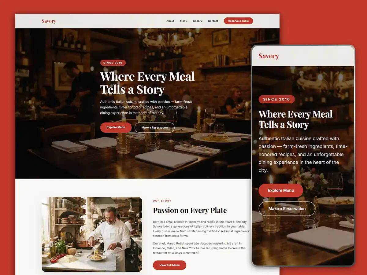 Restaurant website template 001-12